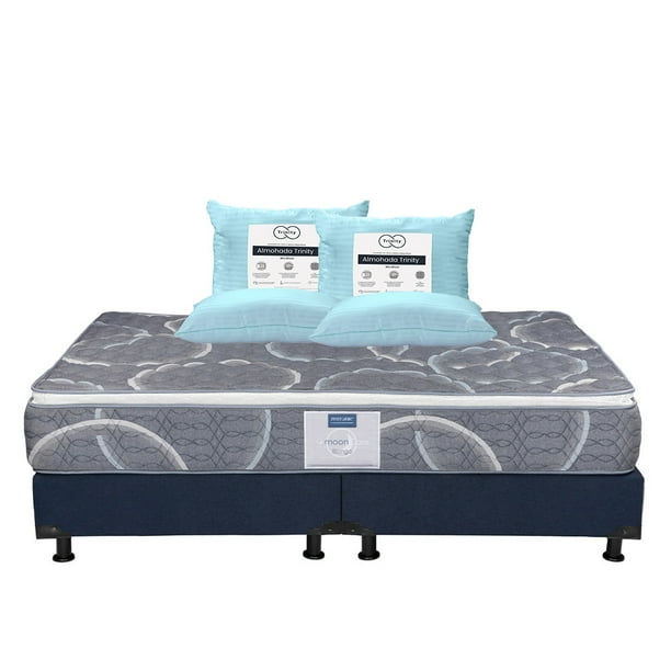 Colchón King Size Restonic Bongo + Box + 2 Almohadas Trinity