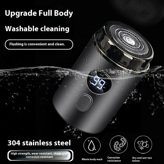 Becaristey Rasoir Électrique Portable Multi-Angle Nettoyage Rapide Silencieux Mini Rasoir Électrique Portable pour USB Gris