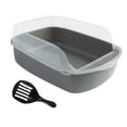 thumbnail image 4 of Caja de arena para gatos, bandeja de arena para mascotas con lado alto, gran espacio, suministros para mascotas a prueba de salpicaduras, caja de aren Gris, 4 of 8