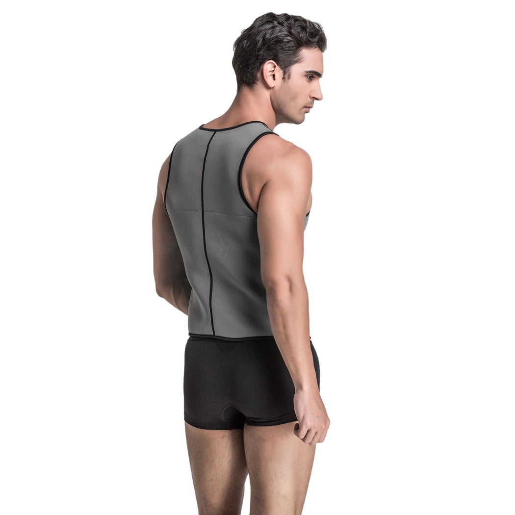 Mens Sweat Neoprene Slimming Waist Trainer Sport Tank Top Shirt