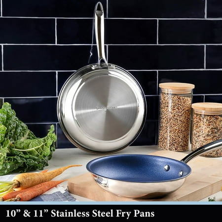 

ICOGQFJQ Stainless Steel 10” & 11” Frying Pans Nonstick Frying Pan Set Ultra-Premium Triple Layer Pro Stainless Steel Skillets with Aluminum Core Dishwasher & Induction Safe Stay Cool Handle