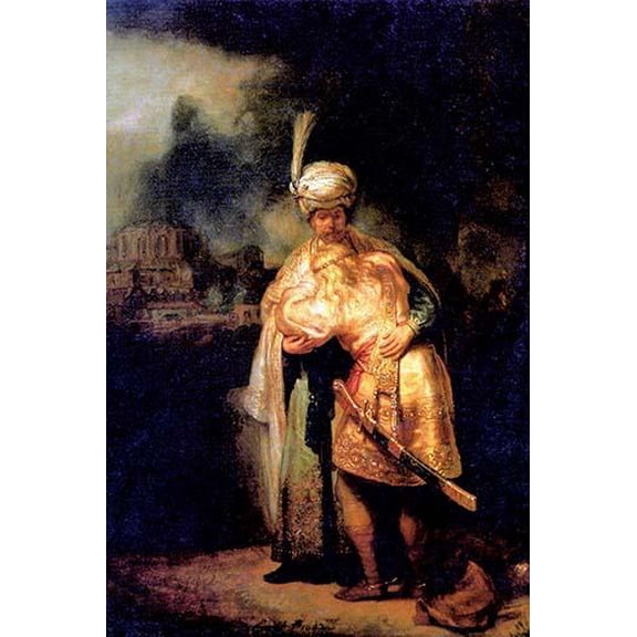 David's farewell with Jonathan-Fine Art Canvas Print (20" x 30")