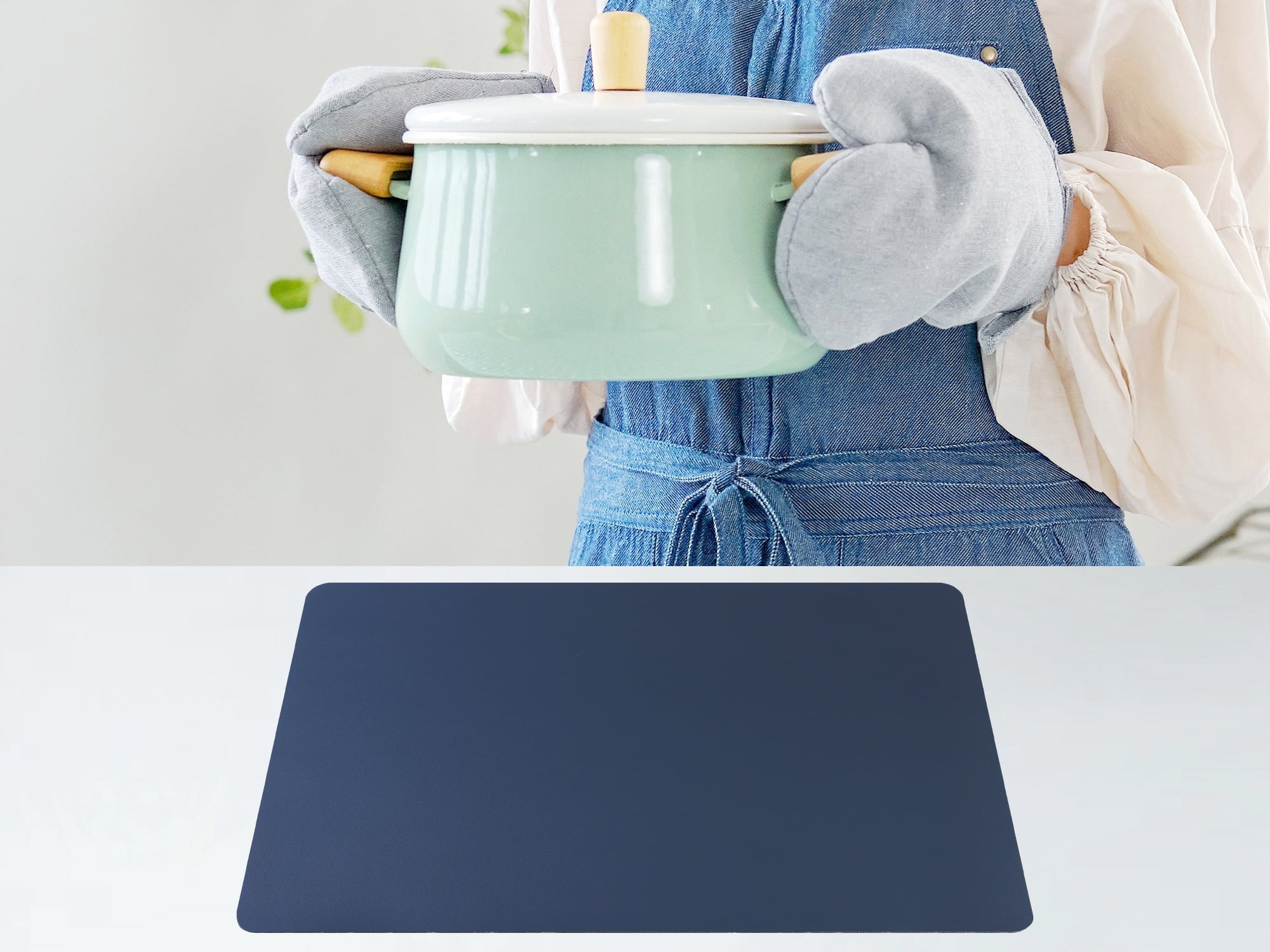 Unique Bargains 6 Pack Faux Leather Placemats for Kitchen Dining Table Decor Dark Blue