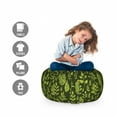 thumbnail image 2 of Sage Storage Toy Bag Chair, Patterned Green Leaves Nature Inspired Composition Fresh Trees Woodland, Stuffed Animal Organizer Washable Bag, Small Size, Apple Green Dark Green, by Ambesonne, 2 of 3