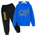 thumbnail image 2 of Conjunto de 2 piezas de sudadera y pantalones CR7 de ídolo de fútbol de primavera y otoño para niños, adecuado para deportes, ocio, moda, chándales para niños y niñas, 2 of 5