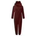 thumbnail image 4 of Ruyang Girls Fleece Jumpsuit with Eye Patch Kids Cute Bear Hooded Fuzzy Onesie Fall Winter Zip Up Plain Sherpa Outfits, 4 of 4