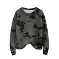 thumbnail image 2 of Long Sleeve Pullover Sweaters For Women O Neck Casual Cute Printing Knit Oversized Sweater for Fall Winter Retro Chic,Dark Gray,L, 2 of 6