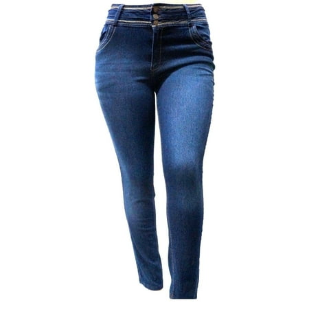 Diamante - NEW Womens Plus Size Blue Denim Jeans Stretch Skinny High ...