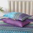 thumbnail image 5 of Boho Comforter Set Queen Size 8 Piece Bed in a Bag Bohemian Striped Bedding Quilt Set Aqua Paisley Floral Comforter and Sheet SetSoft Microfiber Complete Bedding Sets for All Season, 5 of 6