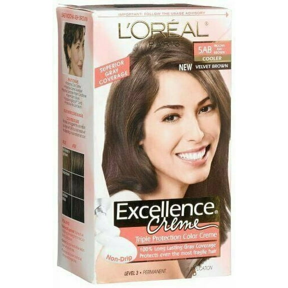 L'Oreal Paris Excellence Permanent Hair Color, 5AB Mocha Ashe Brown, 6-Pack