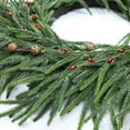 thumbnail image 5 of Guvpev 24" Norfolk Pine Christmas Wreaths for Front Door, Real Touch Greenery Pine Wreath with Red Berries, Artificial Xmas Door Wreath for Walls Windows Porches Farmhouse Indoor Outdoor Home Decor, 5 of 15