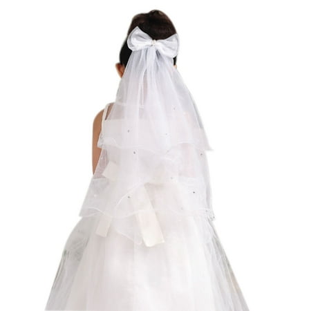 Boyijia Kids Girls First Communion Veils Headband Bow White Mesh Children  Girls Wedding Veil Headdress | Walmart Canada