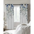 thumbnail image 2 of Blackout Curtains for Bedroom, Blue Eucalyptus Room Darkening Window Drapes for Living Room, Farmhouse Flowers Leaf White Watercolor Thermal Insulated Grommet Curtains, 52x90 inch, 2 Panels, 2 of 9
