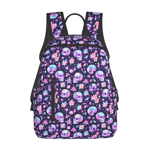 Easygdp crystal Skull flower cool para Easygdp Yak - Mochila Casual Ligera y Resistente para Viaje y Senderismo para Hombres y Mujeres