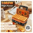 thumbnail image 4 of 3 in 1 Waffle Maker, 1082W Electric Panini Press Grill w/Non-stick Plates, Indicator Lights, Cool Touch Handle, Sandwich Maker w/ 5-gear Temperature Control for Breakfast Grilled Cheese Steak, 4 of 9