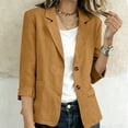 thumbnail image 2 of FAHUOMU Women's Blazer Tops Long Sleeve Collared Cotton Linen Summer Jackets Solid Color Lightweight Breathable Casual Outwear, 2 of 9