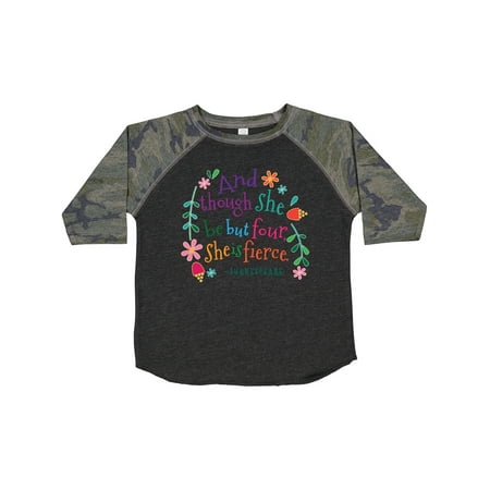 

Inktastic 4th Birthday She is Fierce 4 Year Old Girl Gift Toddler Toddler Girl T-Shirt