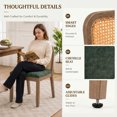 thumbnail image 5 of QuzyAor armhouse Solid Wood Dining Chairs Set of 2, Curved Rattan Back Accent Chairs with Green Chenille Cushion, Upholstered Kitchen Side Chair, 5 of 11