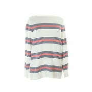 Tommy Hilfiger White Striped Crew-Neck Sweater Xl