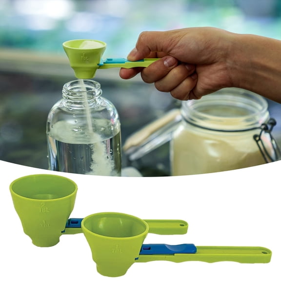 funnel scoop,Protein Powder Sliding Spoon, Powder Funnel Scoop, Coffee Leak Proof Spoon,High Quality Scoop for Pre Workout Creatine Powder Formula Smoothie Kitchen Utensils BPA Free 2pcs green