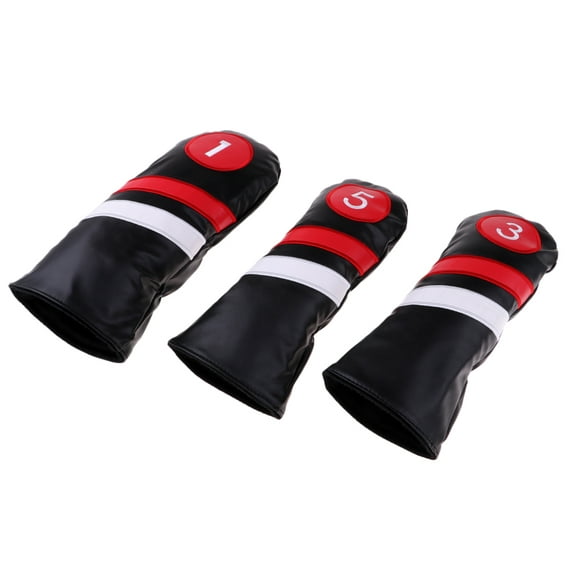 Set of 3 Durable Golf Wood Headcovers 1 3 5 Driver Accessories Black