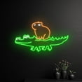 thumbnail image 3 of Handmadetneonsign Capybara Crocodile Neon Sign, Crocodile Capybara Led Sign, Capybara Led Light, 3 of 5