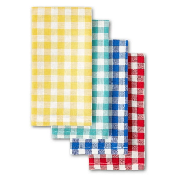 The Pioneer Woman Gingham Woven Fabric Napkins, Set of 4, Multicolored, 18"W x 18"L