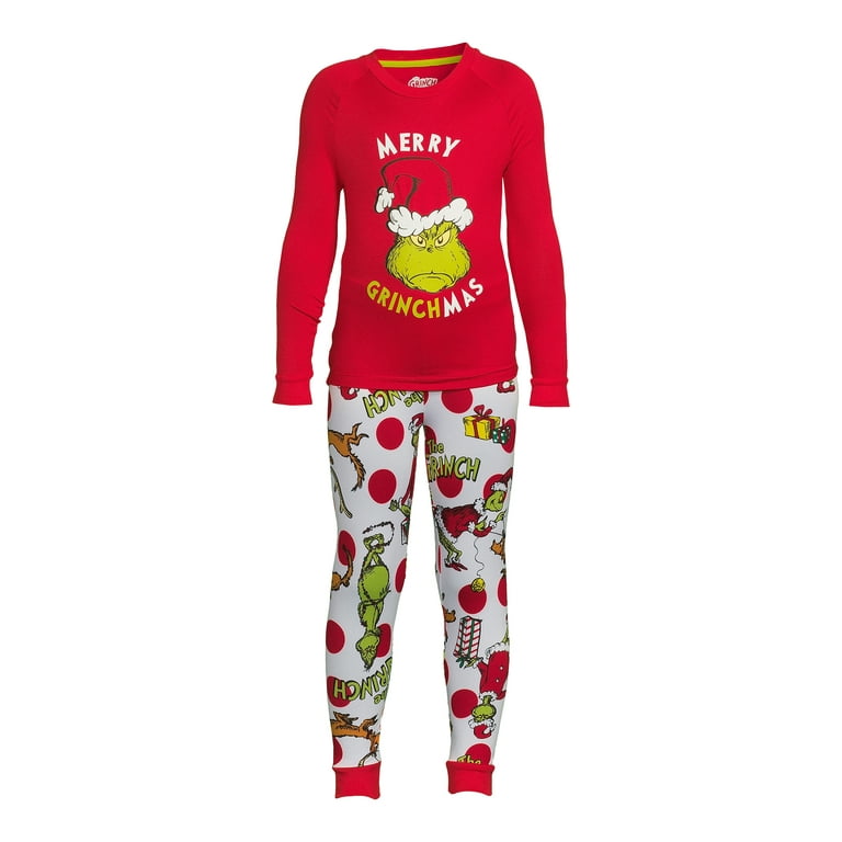 Dr. Seuss Unisex Kids Grinch Matching Family Pajamas Set, 2-Piece, Sizes  6-12