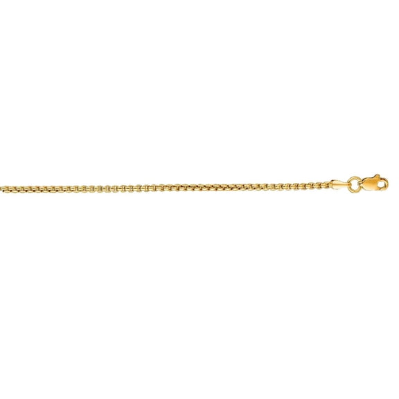 14k Gold Yellow Finish 1.35mm Round Box Chain Necklace With Spring-Ring Clasp 18 Inch Chain Necklace for Women and Men