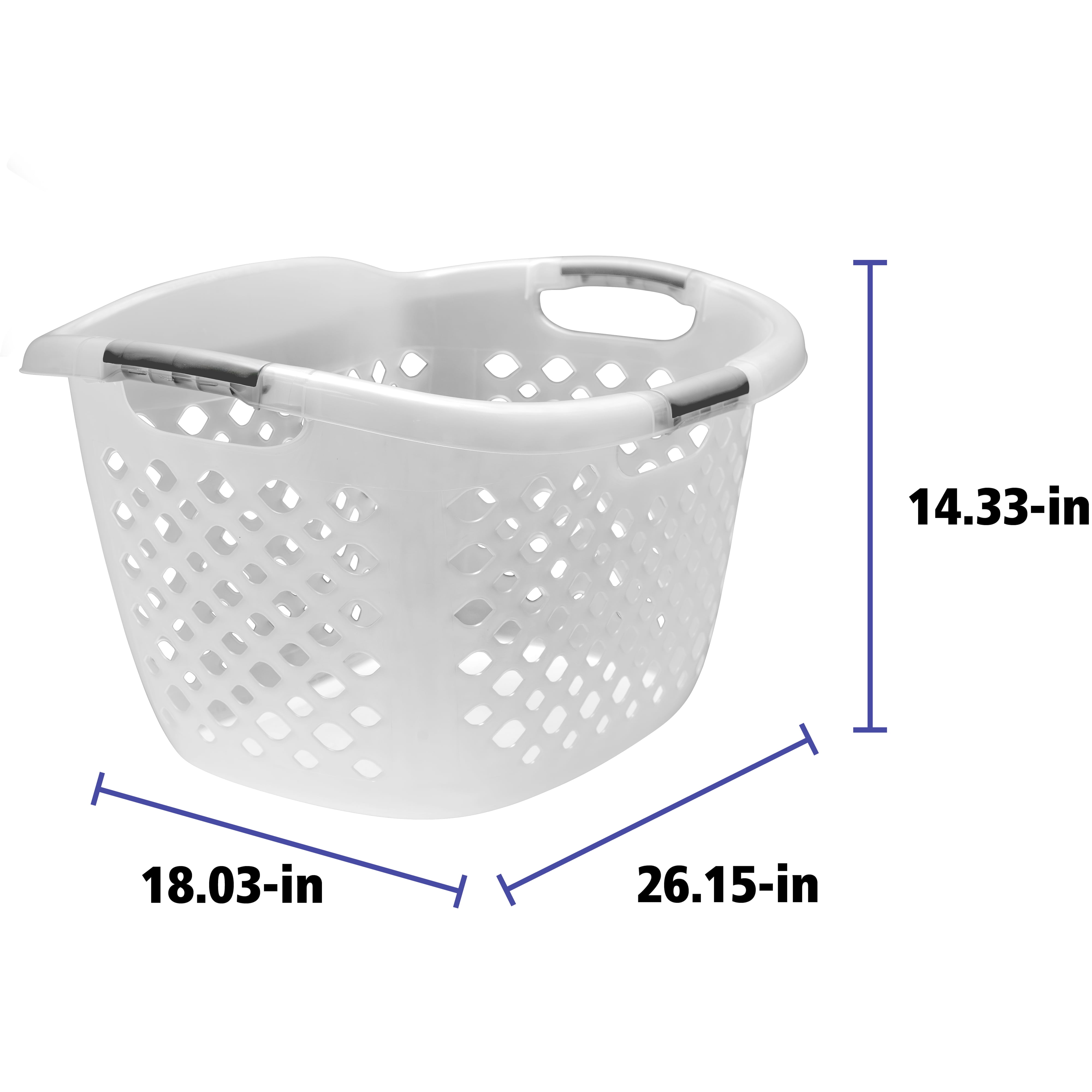 Home Logic 1.8 Bushel Hip Grip Plastic Laundry Basket, Clear, Adult / Tween