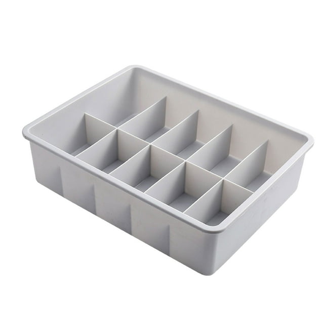 Youkk Plastic Space-saving Storage Box For Efficient Clothing Storage Sturdy And Durable Underwear Storage Grey 【10 Cells】
