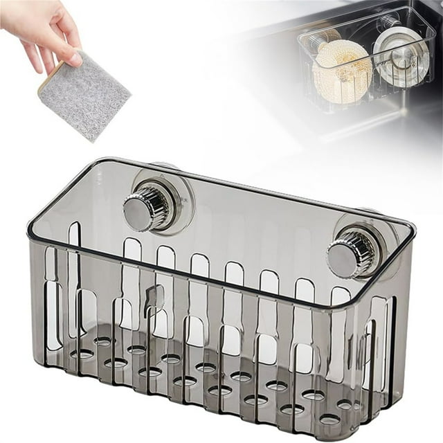 Sponge Holder TASTAN Strong Suction Cup Sponge Holder - 2024 Upgraded Kitchen Organizer for Dish Brush/Cloth, Rust-Proof & Removable (Space-Saving Design), Kitchen Sink Holder, Clear2