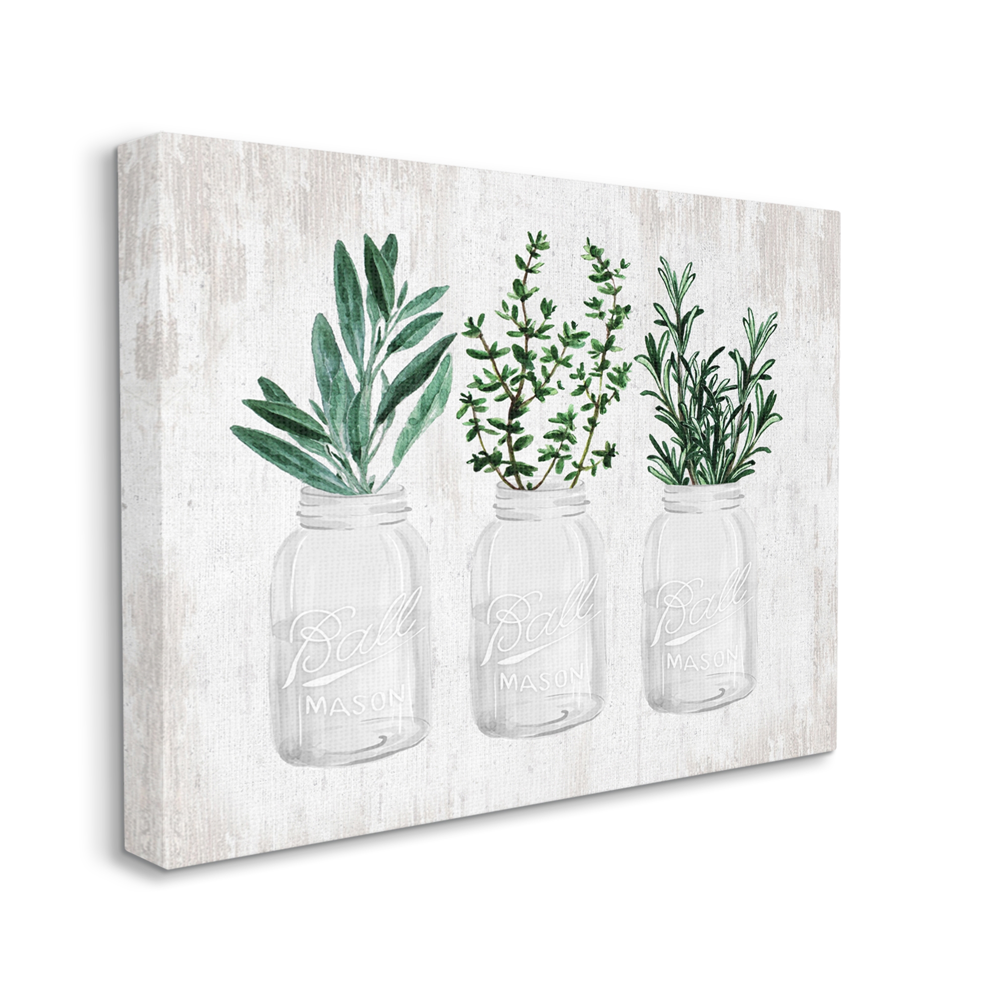 Stupell Industries Kitchen Herbs in Jars Botanical & Floral Painting Gallery Wrapped Canvas Print Wall Art, 30 x 24
