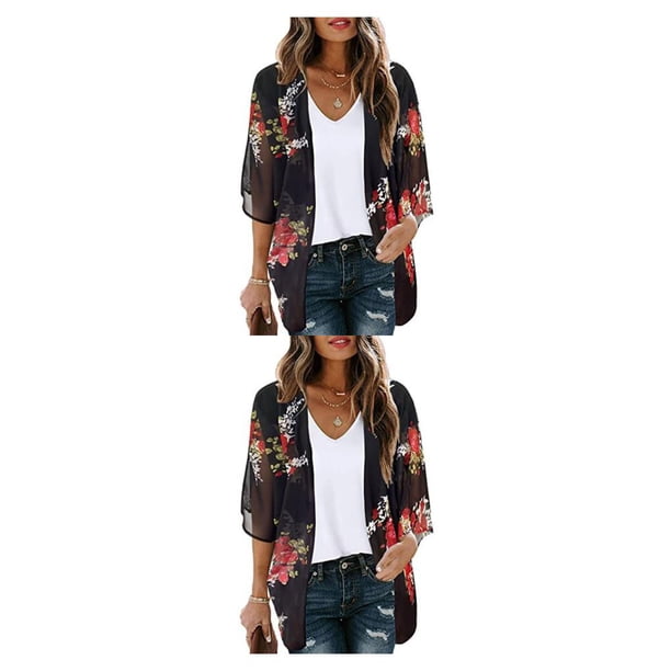 sweethay Tops de verano para mujer, blusa holgada para clima cálido, ropa femenina frontal abierta, blusa informal cómoda para playa al aire Type3 NO3