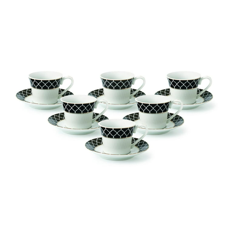 Crystalia Espresso Cups, Demitasse Clear Glass Drinkware Set, 6