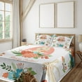 thumbnail image 2 of Ambesonne Easter Fitted & Top Sheet Set with Shams, Pastel Bunny Flowers Cartoon, Coral Beige, 2 of 7