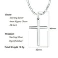 thumbnail image 4 of FANCIME Sterling Silver Simple Large Gothic Polished Cross Pendant Necklace With 4MM Heavy Duty Figaro Solid Curb Chain Valentines Day Gifts for Him Men Dad, 24-INCH 60CM Length, 4 of 9
