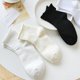 thumbnail image 4 of Calcetines blancos para mujer, calcetines de longitud media, calcetines cortos de rizo fino de moda para primavera y verano, medias negras para estudiantes, 4 of 5