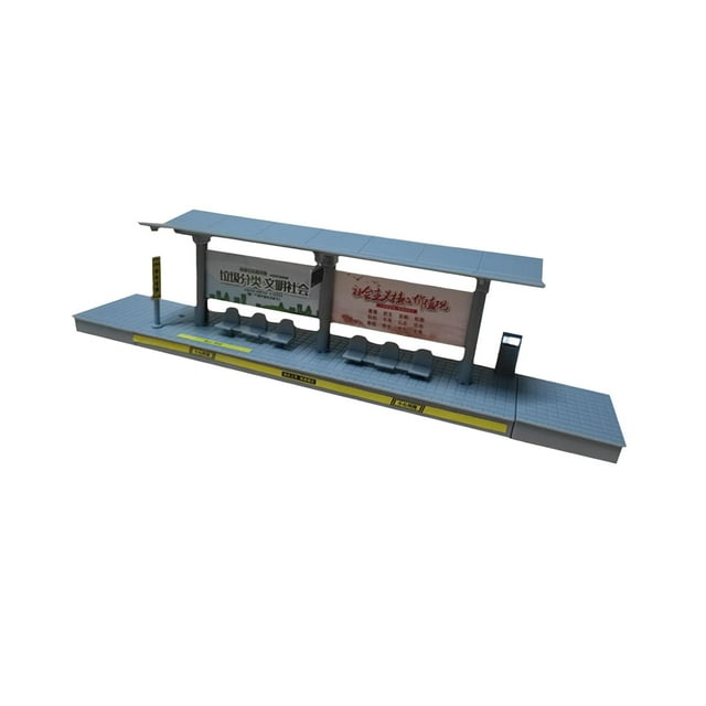 Wweixi PP Miniature Bus Stop Model 1 64 Bus Station Model For Educational Toys And DIY Assembly Fun Holiday Housewarming