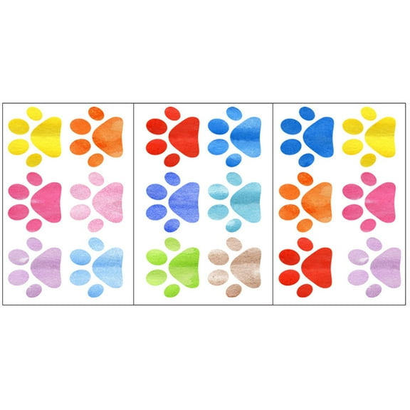 Niceauty 3 Sheets Paw Print Decor Assorted Color Removable Wall Art Decoration for Nursery