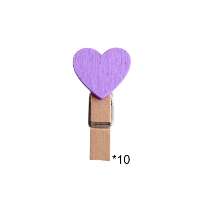 Clip Ins Mismo Día Día de San Valentín Foto Pared Clips de Madera 2cm en Forma de Corazón, Decorativo en Rosa Púrpura Negro Rojo 10-Pack