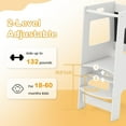 thumbnail image 4 of OLAKIDS Toddler Standing Tower, Kids Montessori Kitchen Step Stool Helper with 2 Adjustable Height Learning Blackboard Safety Rail Wooden, Anti-Slip Mats, 1-3 Year Old Boy Girl Gifts, 4 of 9