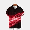 thumbnail image 2 of ZCFZJW Hawaiian Bowling Shirts for Men Big and Tall Regular Fit Casual Short Sleeve Striped Color Block Printed Summer Beach Casual Button Down Aloha Shirts with Pockets Red L, 2 of 4