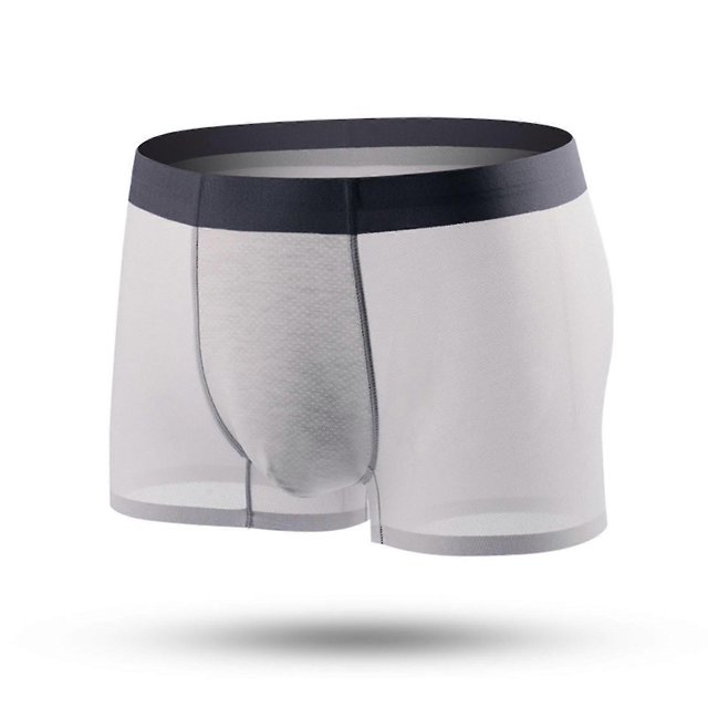 2023 New Upgrade Men's Ice Silk Underwear Breathable Soft Ultra-thin Mesh Boxer Briefs gray L