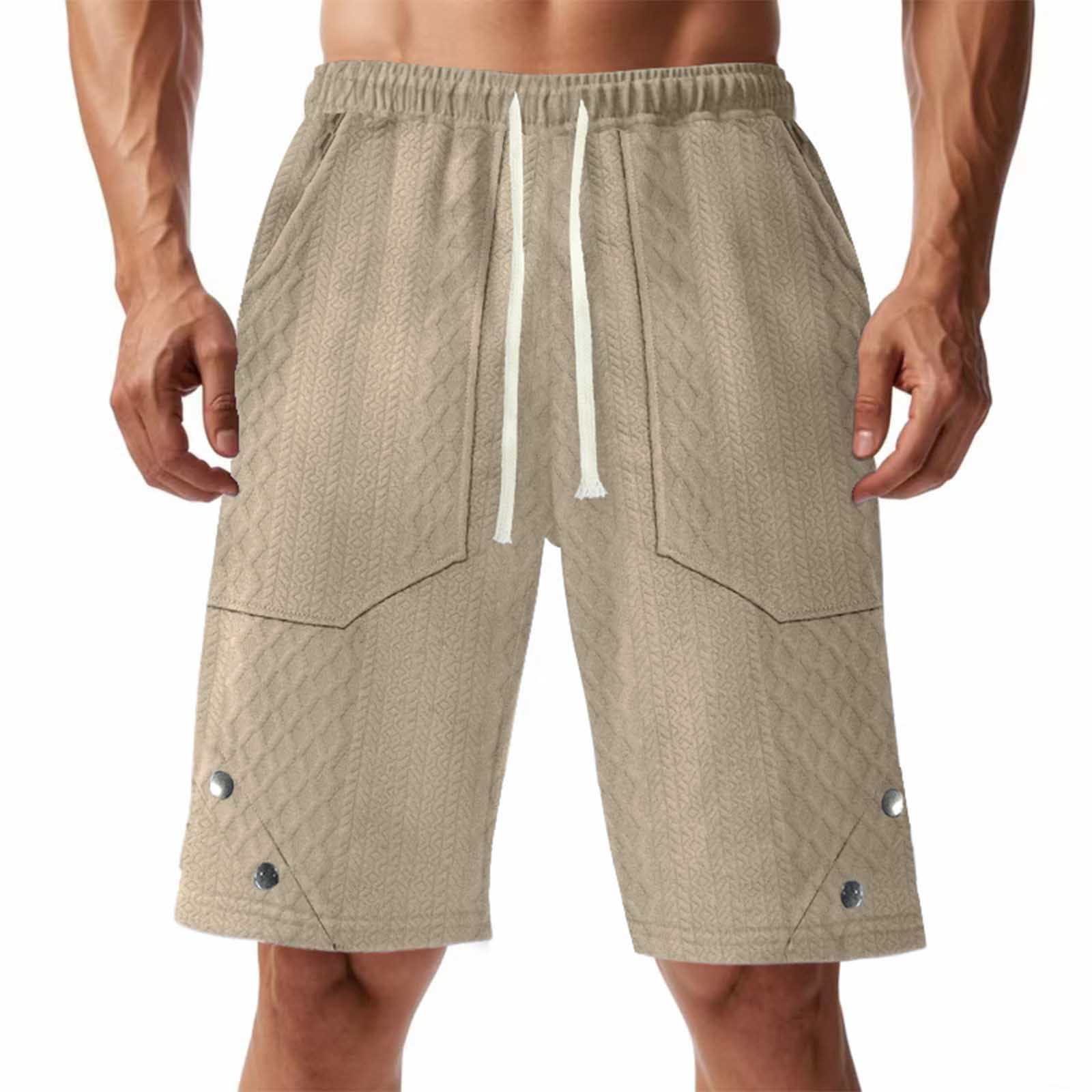 Havenre Mens Waffle Knit Shorts Lightweight Casual Elastic Waist