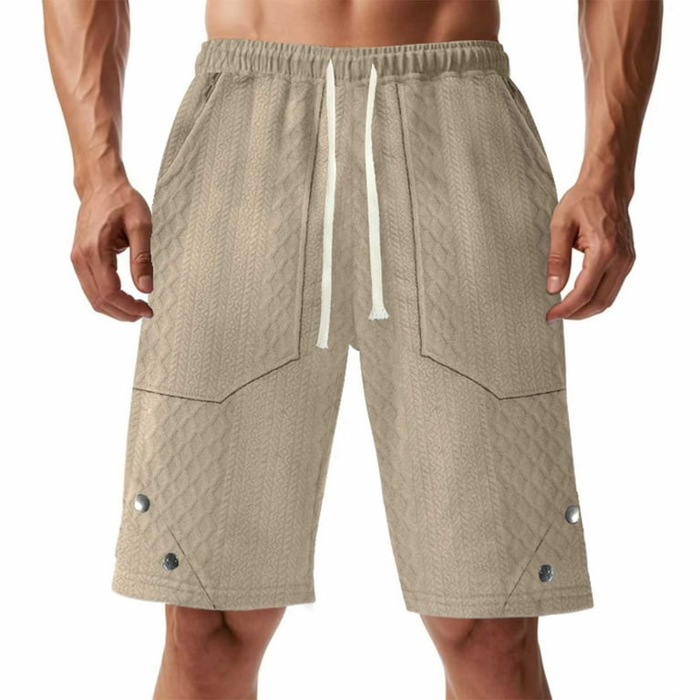 Havenre Mens Waffle Knit Shorts Lightweight Casual Elastic Waist