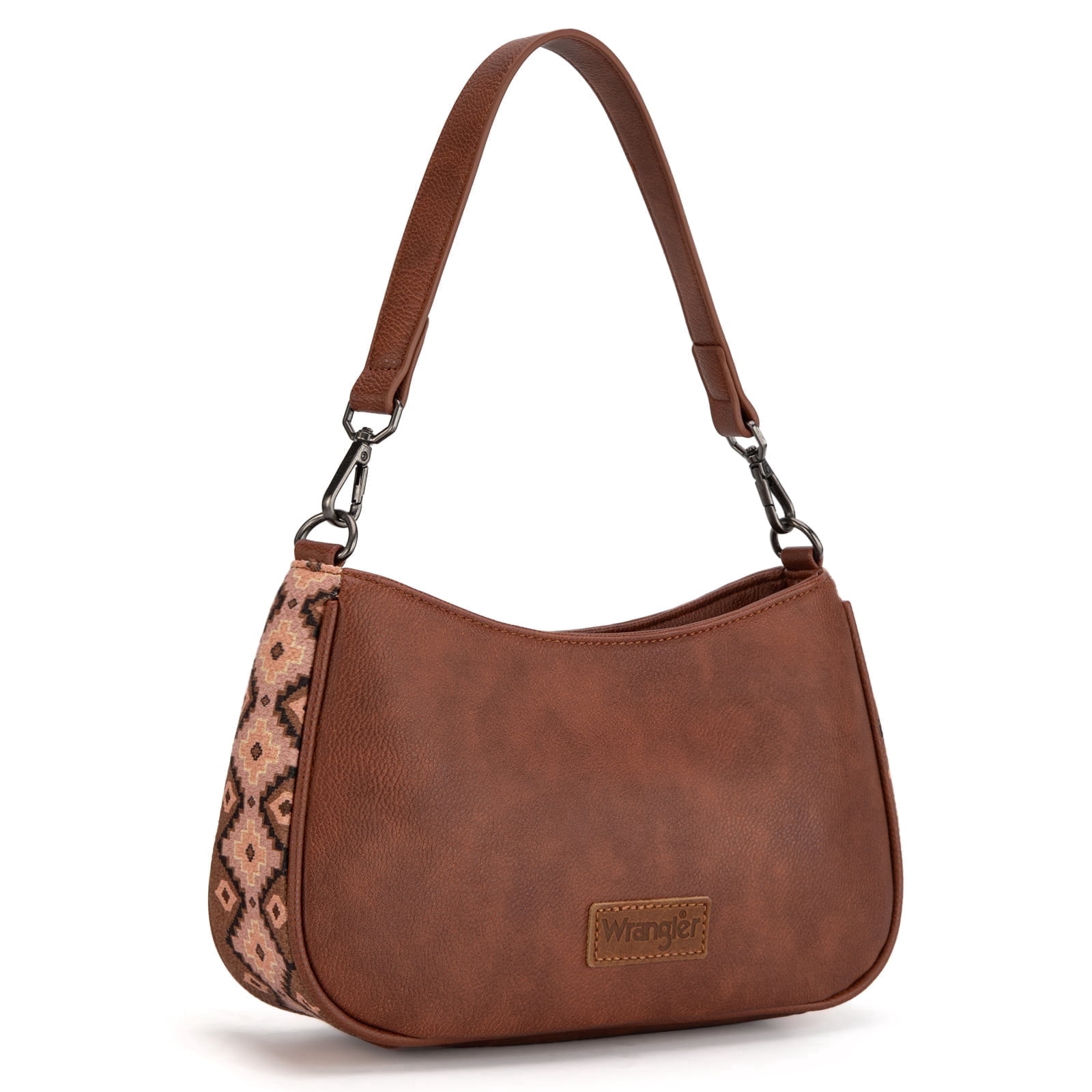 Wrangler Hobo Purse for Women Shoulder Purses Bag with Detachable Strap, Dark Brown