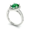 thumbnail image 2 of 2.38 ctw with Simulated Diamond Halo Accents Anniversary Ring for Women | Pear Cut Simulated Emerald | Hyperallergenic Solid 18K White Gold, 2 of 5