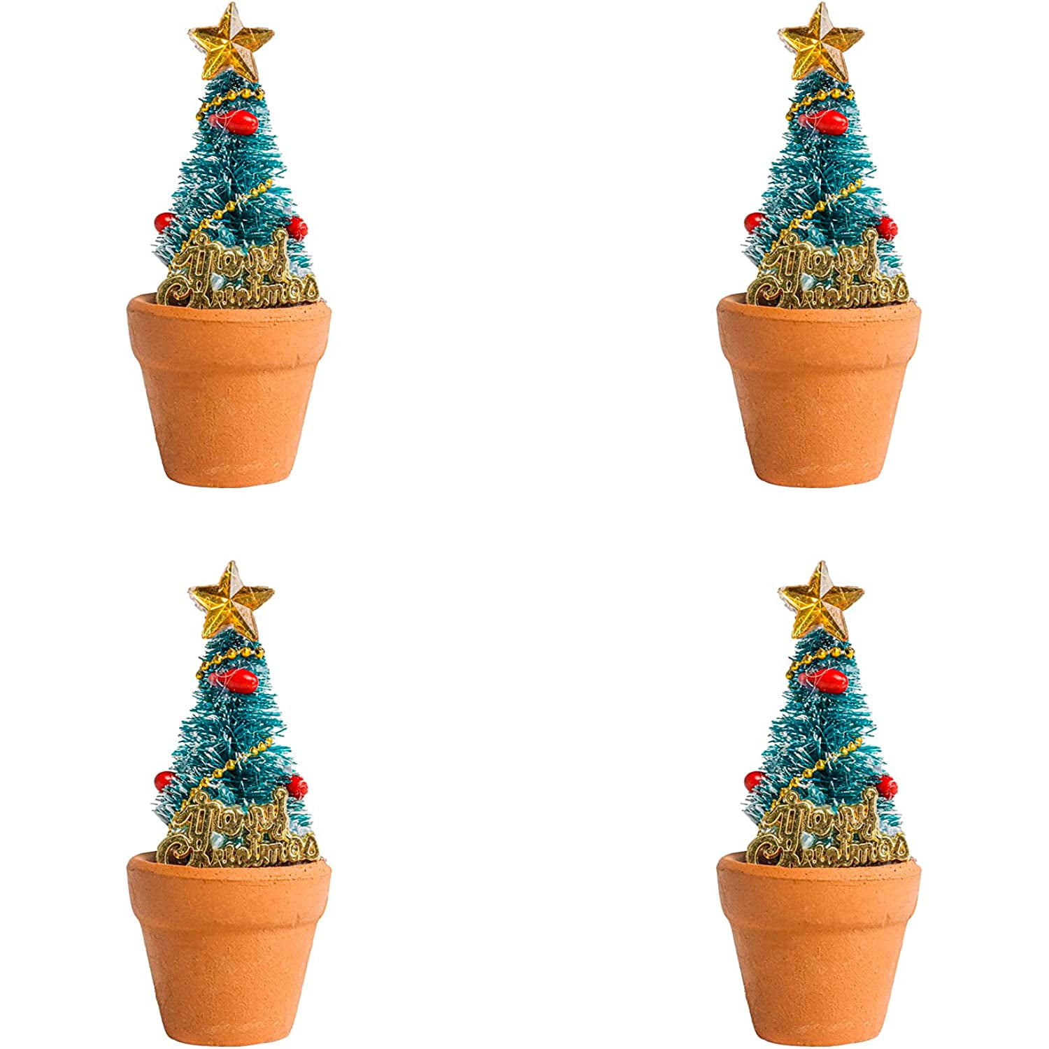 Holzlrgus 4 Pieces Miniature Christmas Tree Clay Pots 3 Inch Christmas