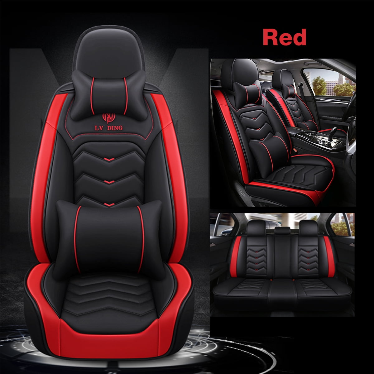 Car Truck Parts Automotive 6d Luxury Pu Leather Car Seat Cover 5 Seats Cushions Front Rear Set